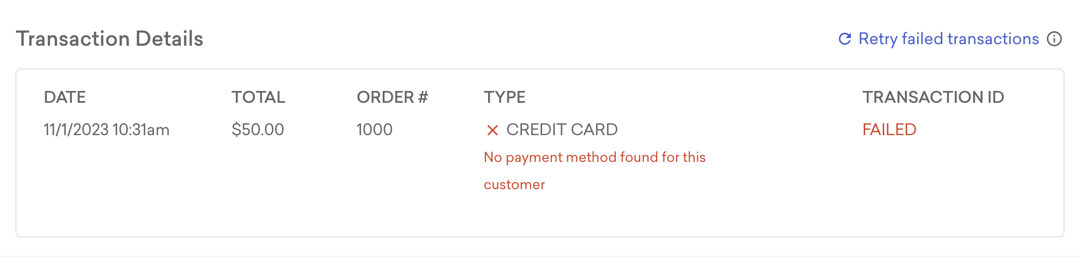 Invoice retry failed transactions
