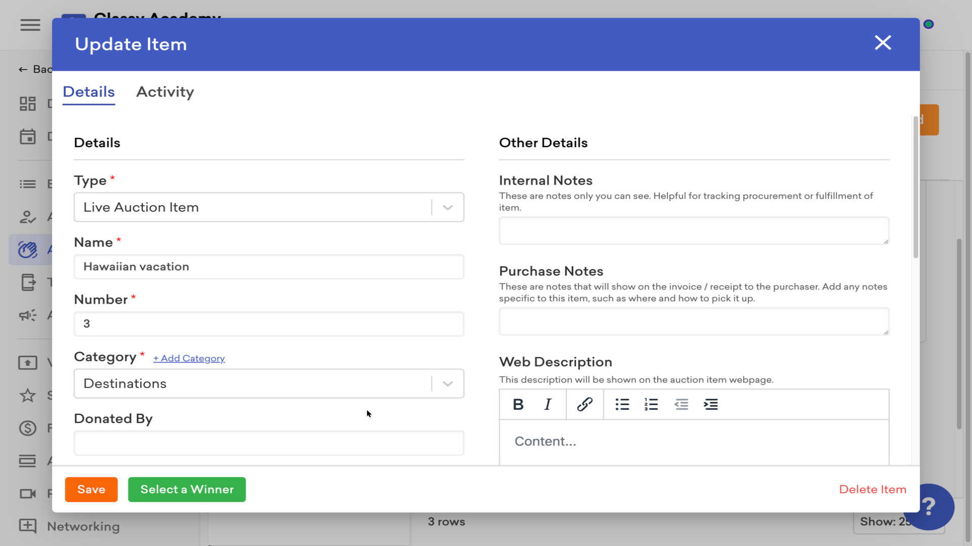 Video of the select a winner workflow
