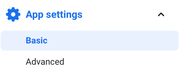 Basic settings button