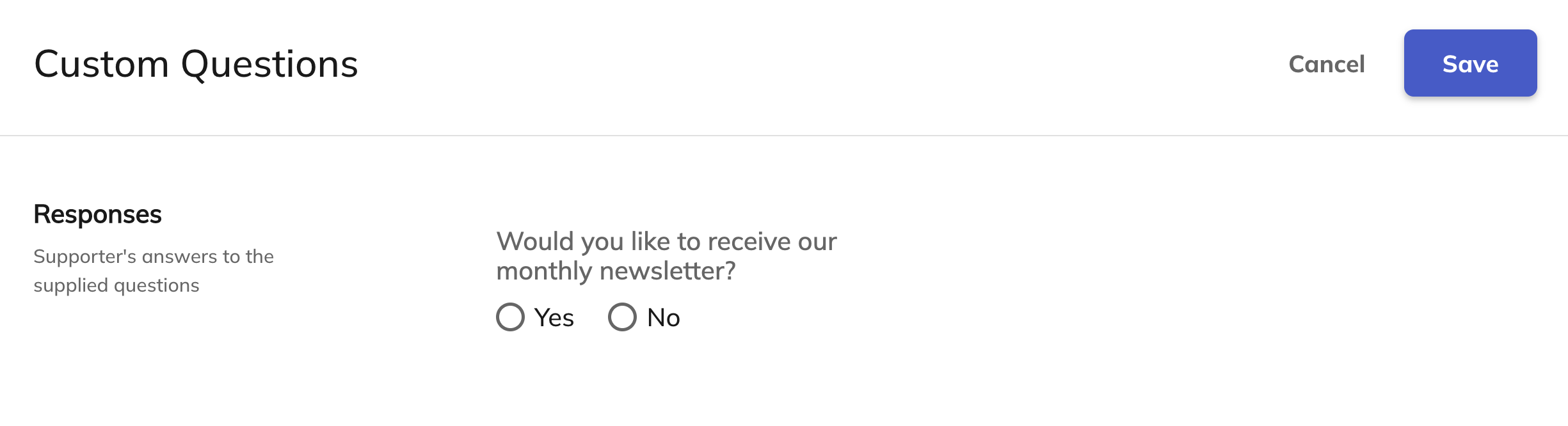 screenshot of custom questions card