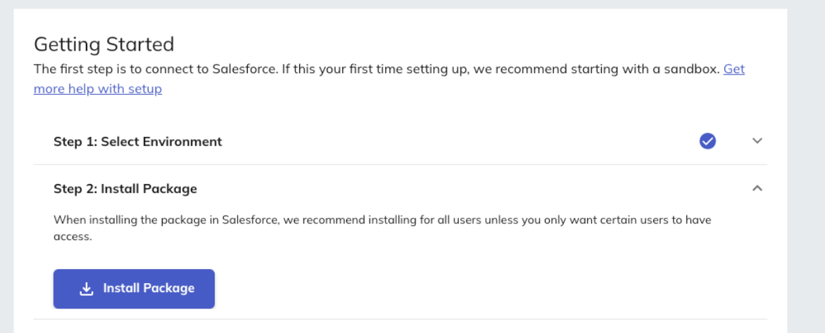 image of the second step in Classy app to install base package