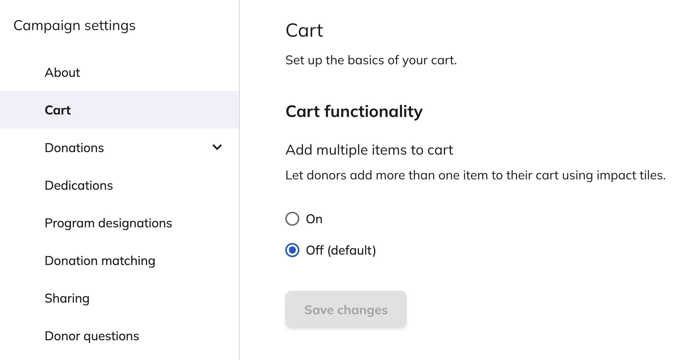 Turn on Giving Cart
