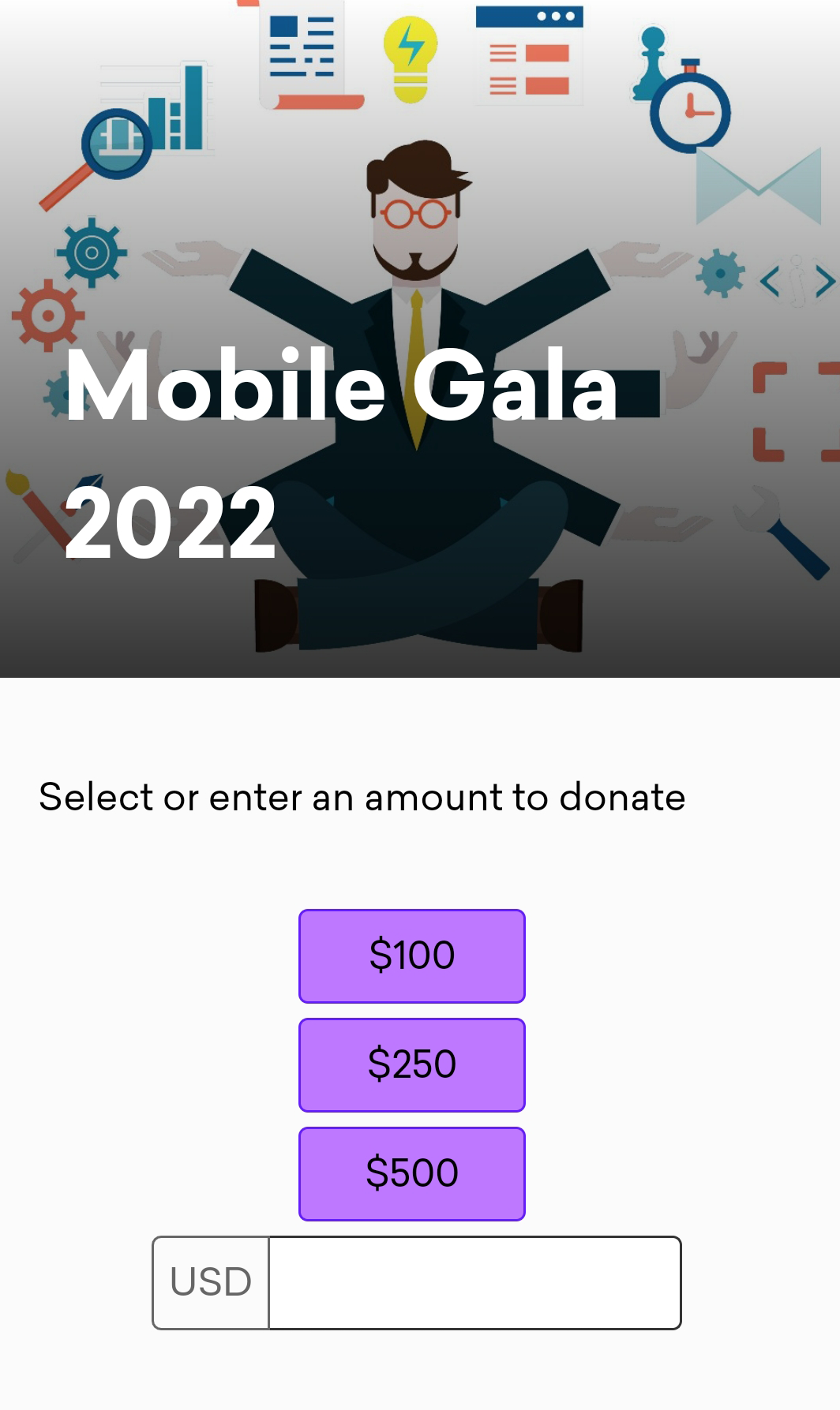Screenshot of a sample donation page