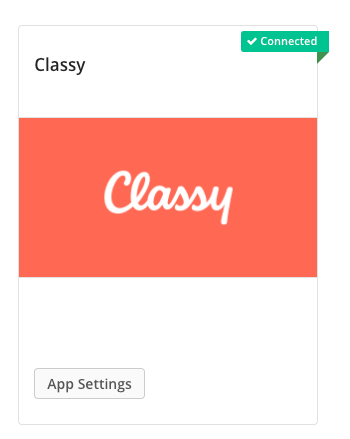 screenshot of a connected Classy integration in Kindful