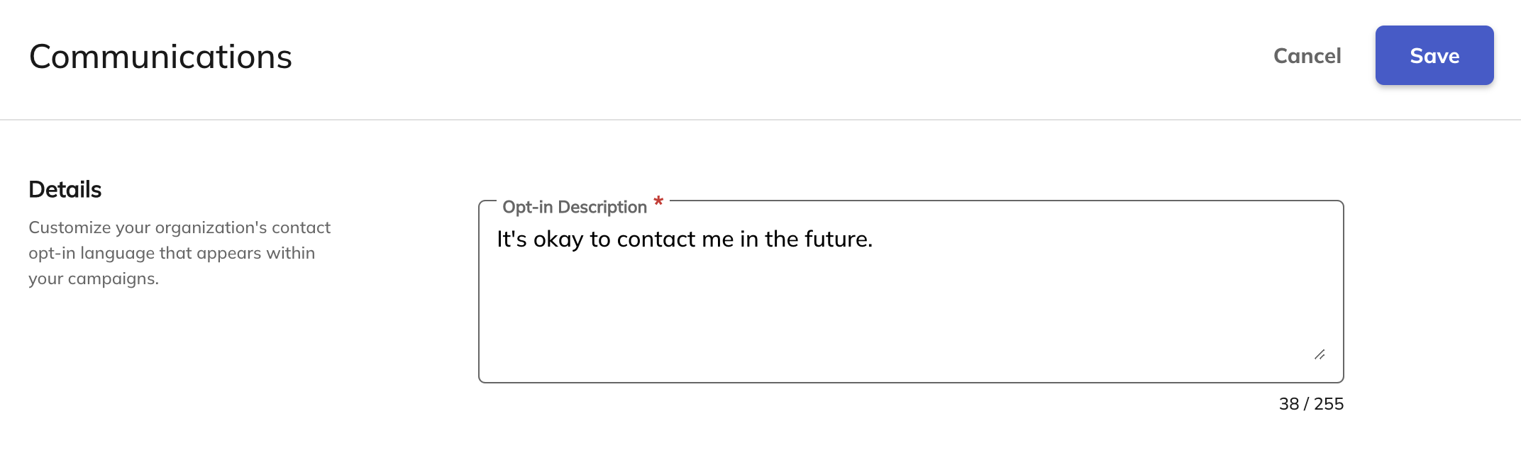 Contact opt-in settings