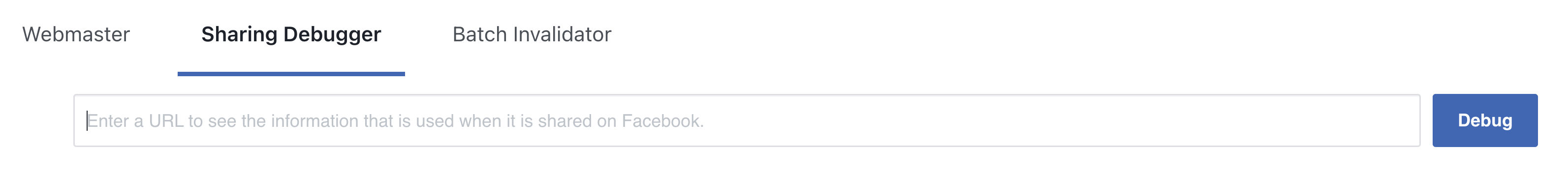 Screenshot of the facebook sharing debugger
