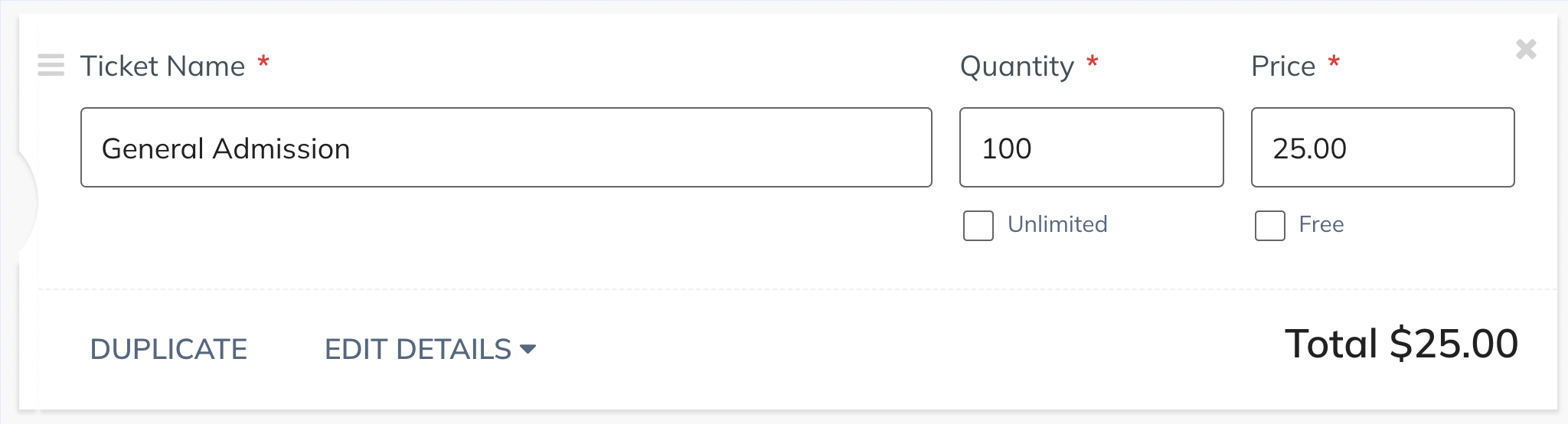 screenshot of the ticket fields
