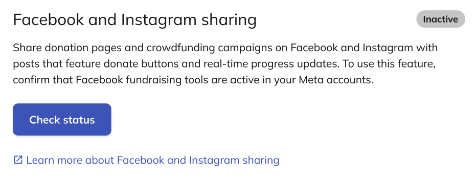 Check status button in Meta integration settings