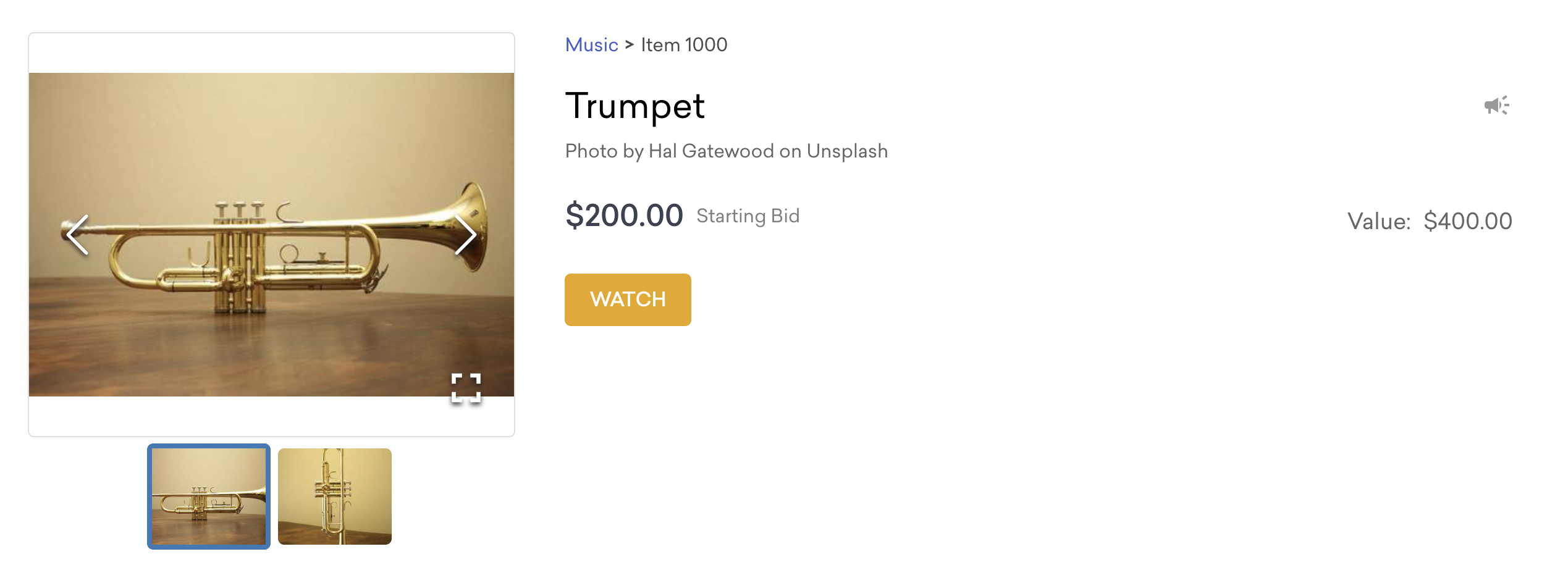 Live auction item