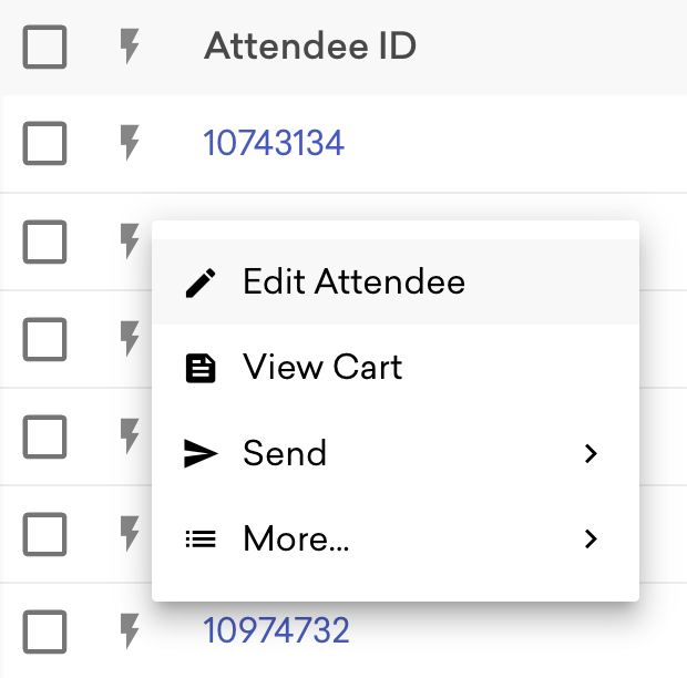 Edit attendee dropdown in Classy Live