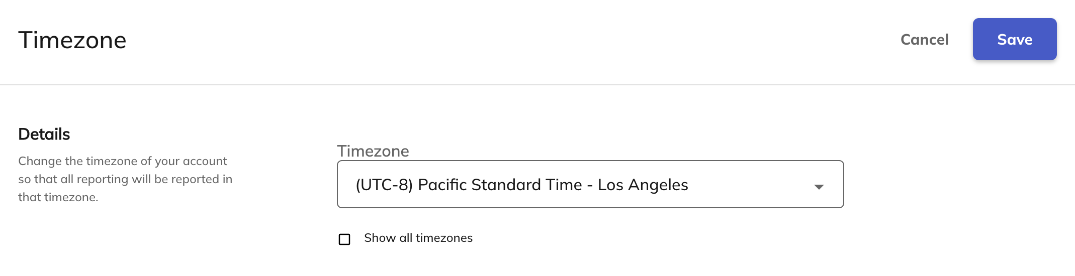 Timezone settings