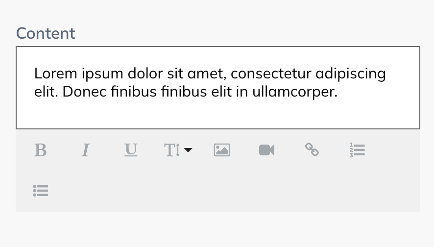 Screenshot of the custom text block content options