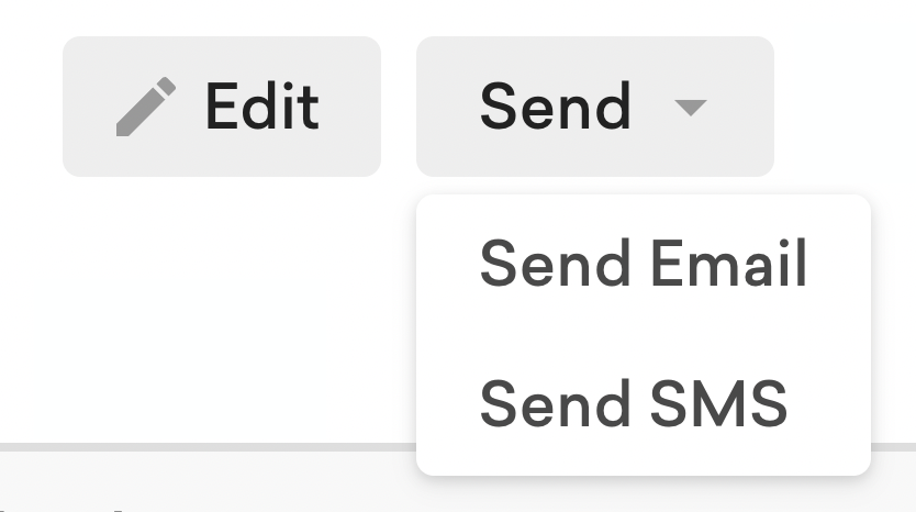 screenshot of the send dropdown