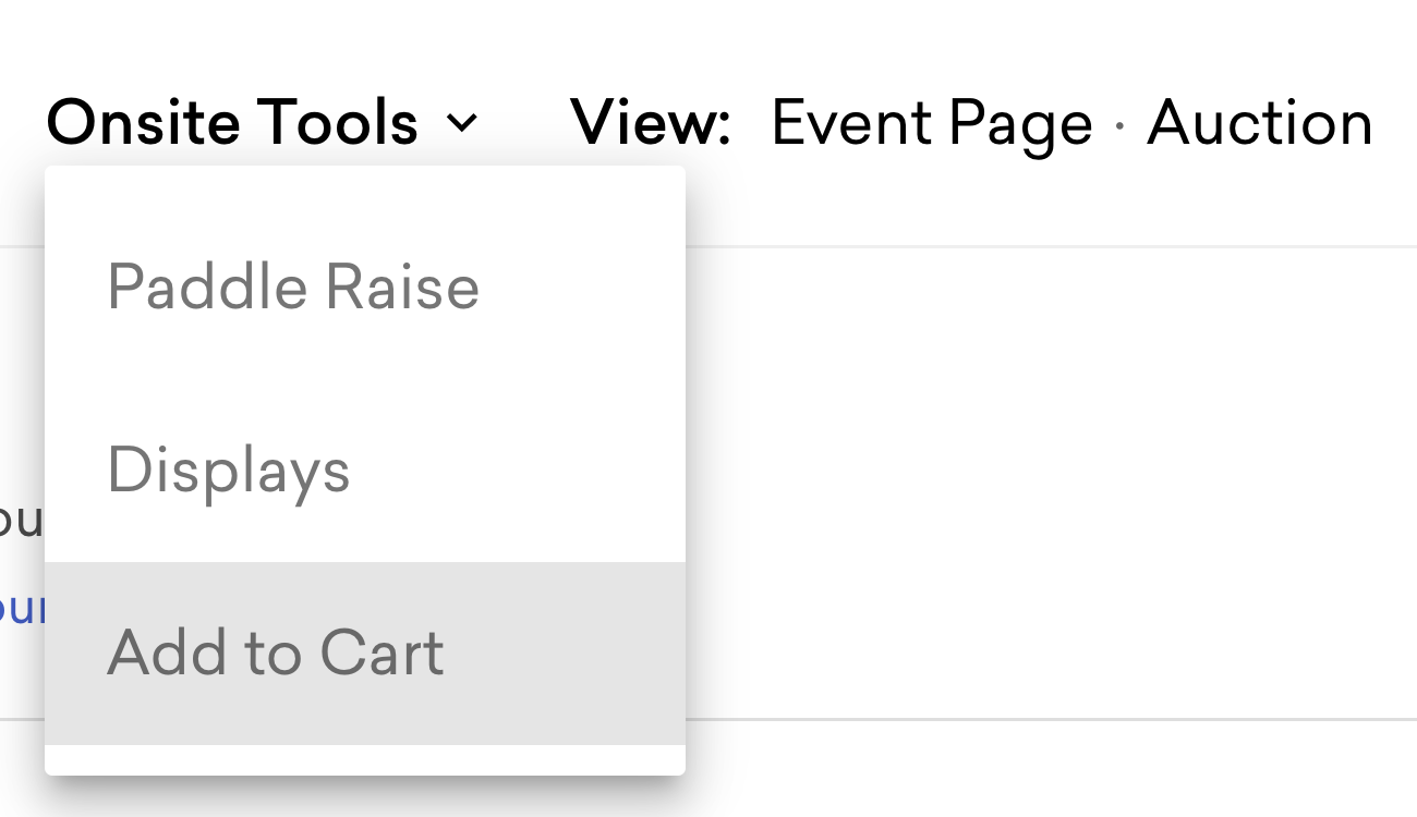 screenshot of the onsite tools dropdown