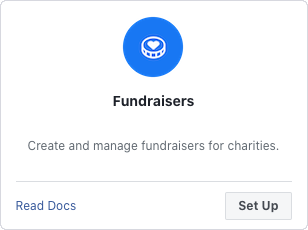 screenshot of the set up fundraisers button