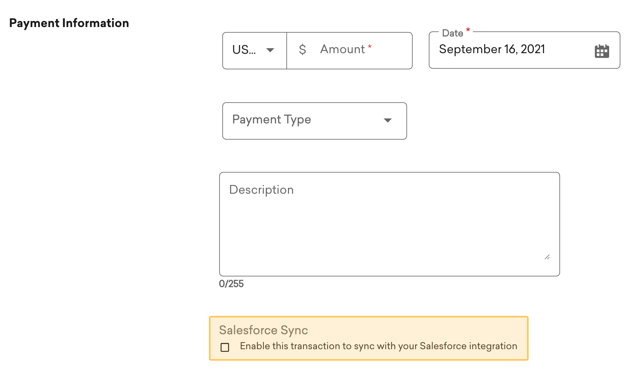 screenshot of the offline donation form in Classy