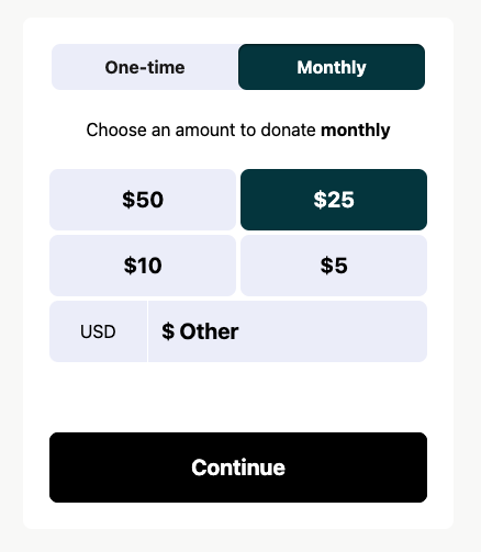 Inline donation grid example