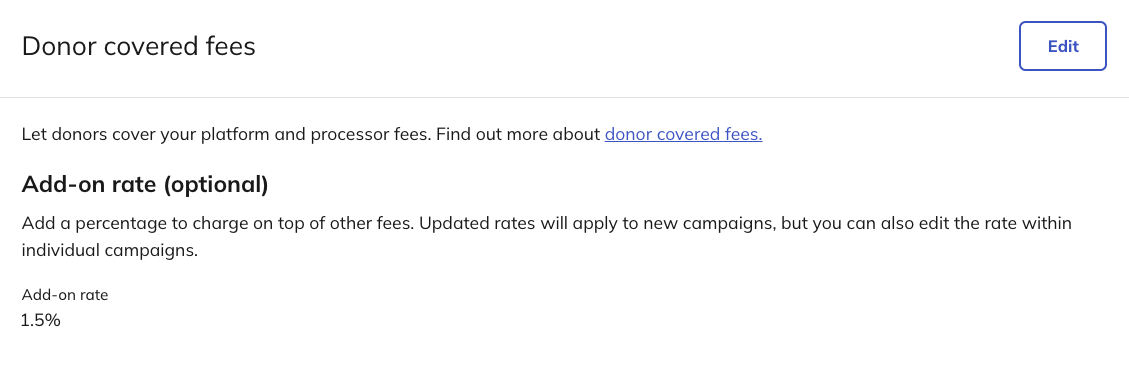 Donor covered fees
