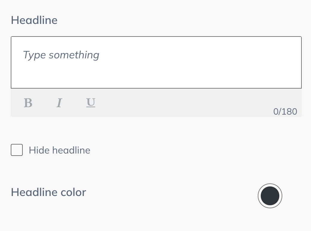 Screenshot of the headline options