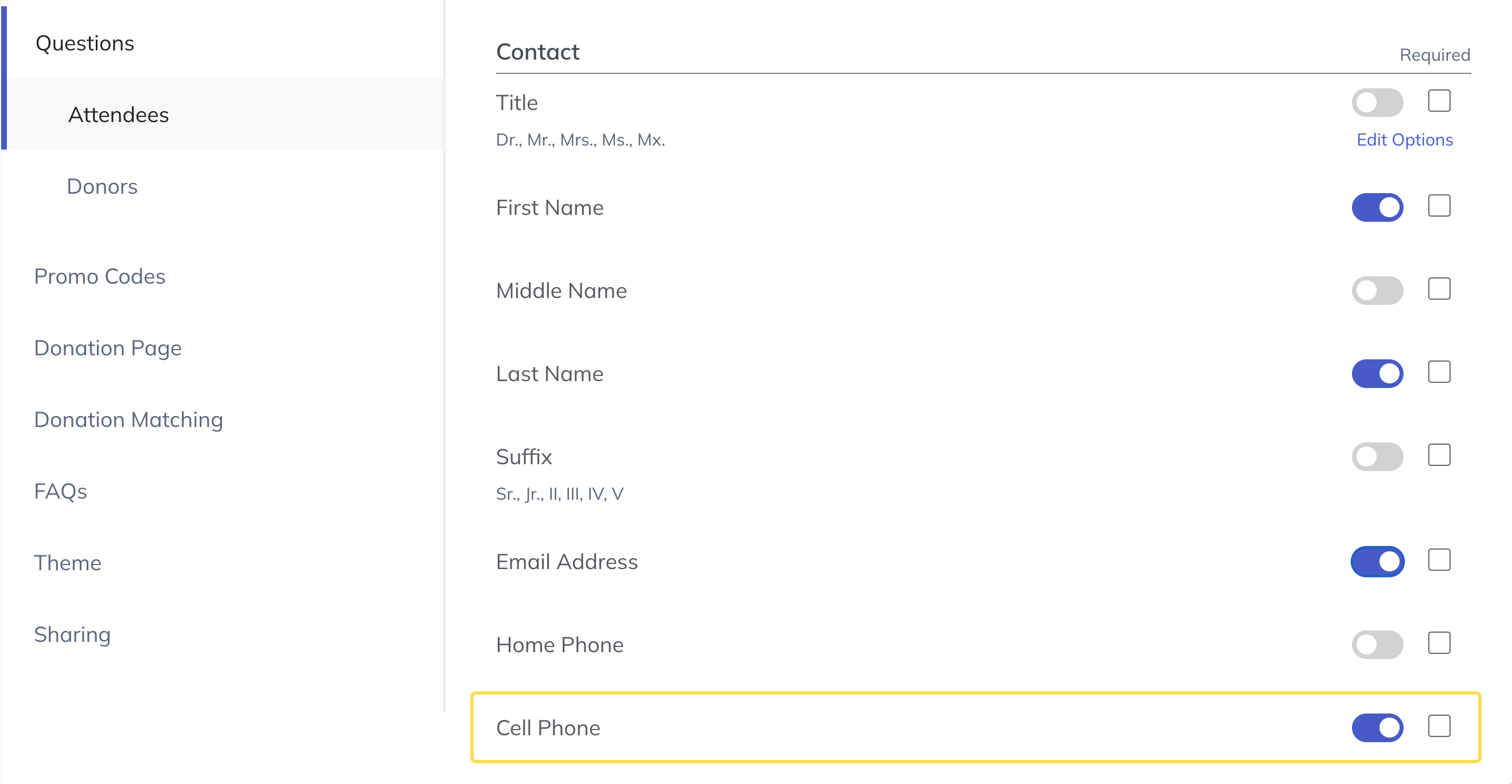 screenshot of the send call to action pop-up
