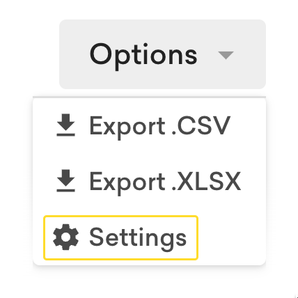 The Group page's options dropdown.
