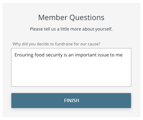 screenshot of an example custom question on a fundraising page