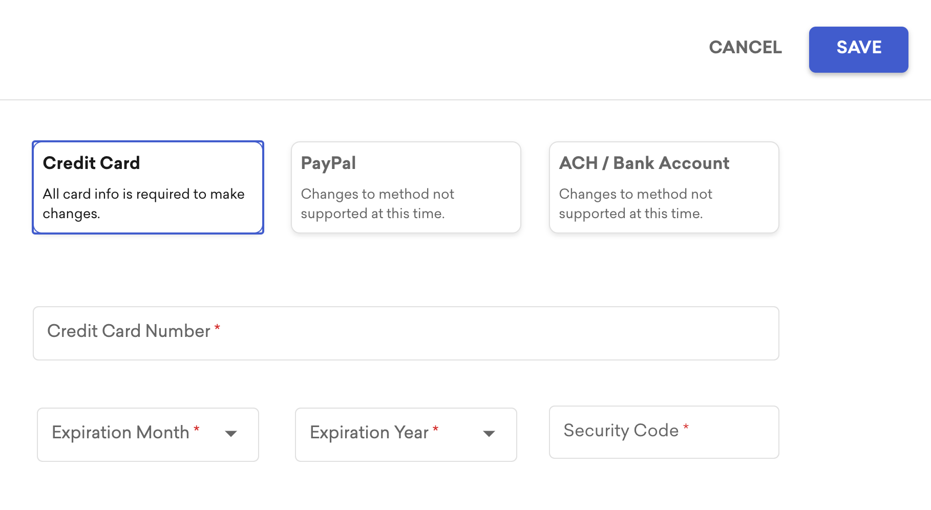 An image of the payment information section for a recurring plan