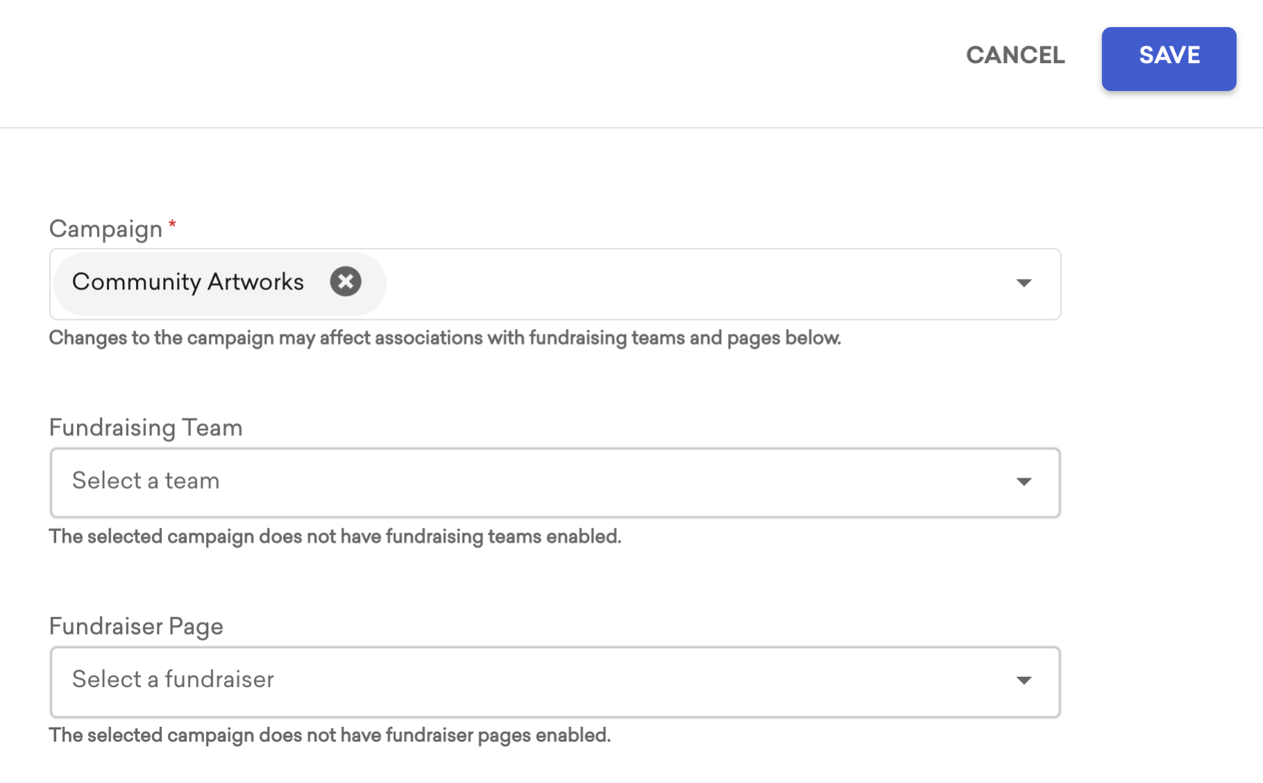 An image of the campaign section for a recurring giving plan
