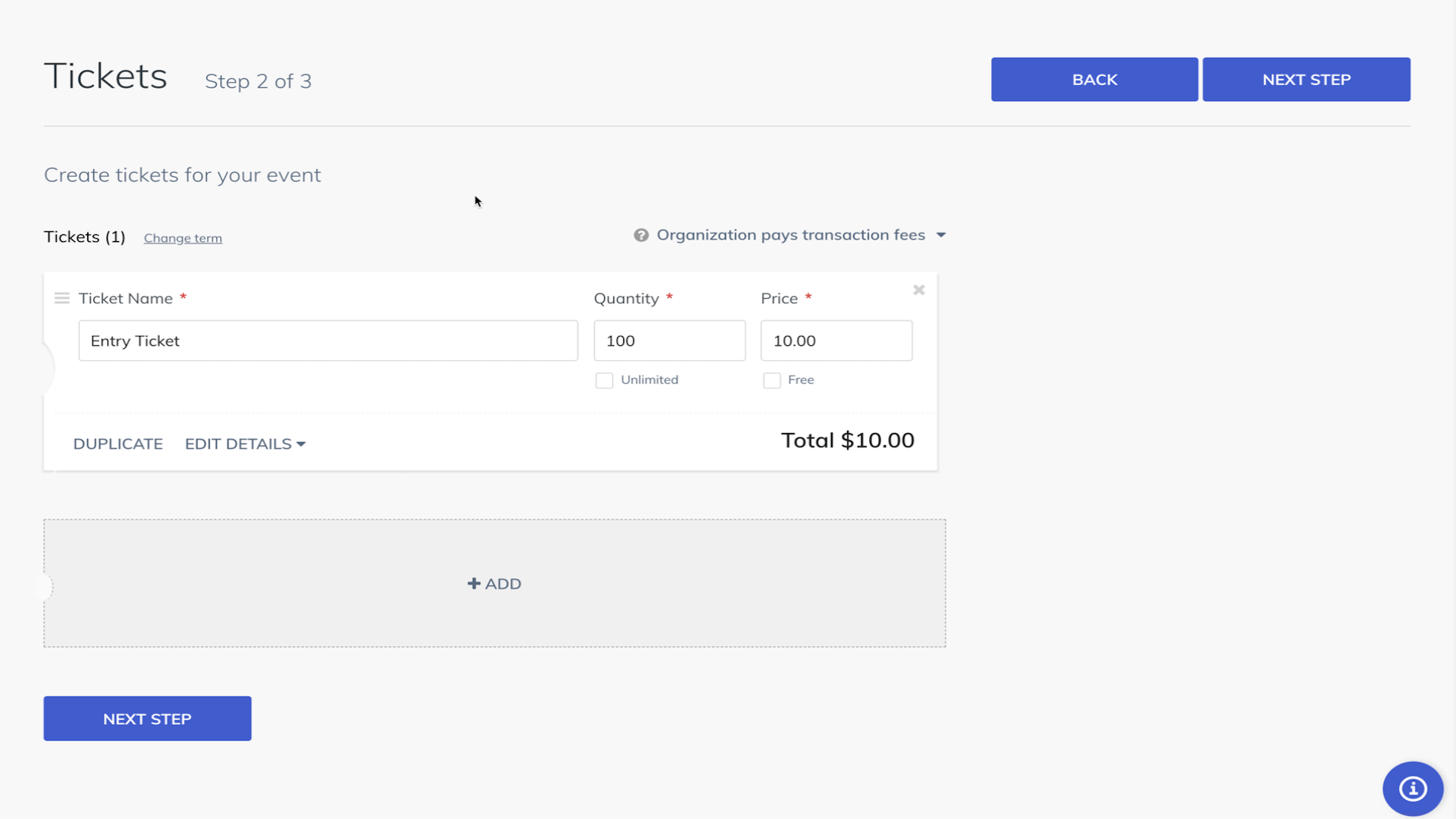 video showing ticket details options