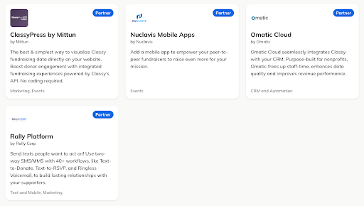 image of available partner apps