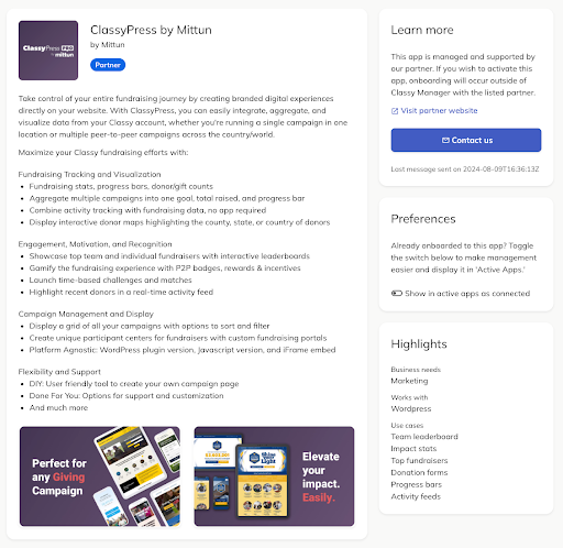 image of example app details page