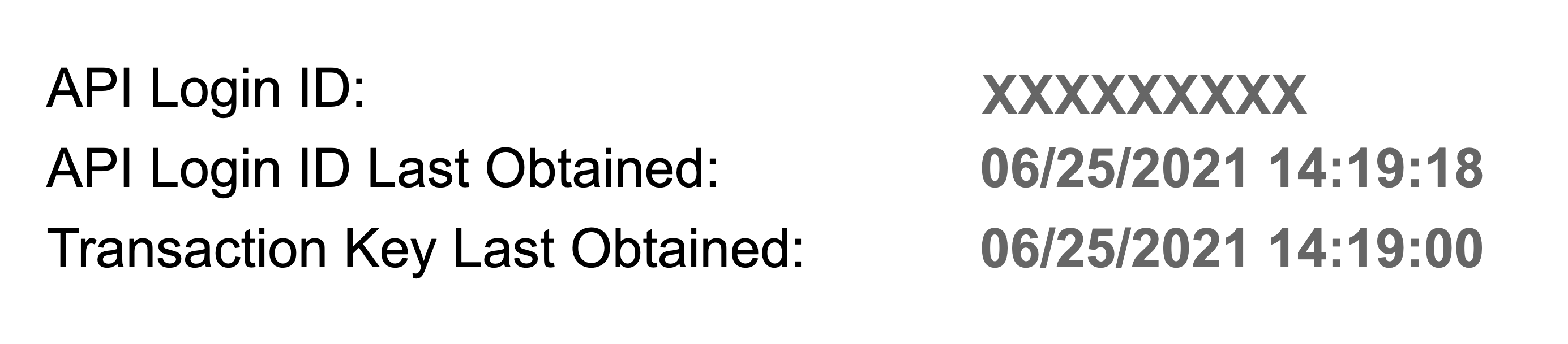 screenshot of Authorize.net API Login Id