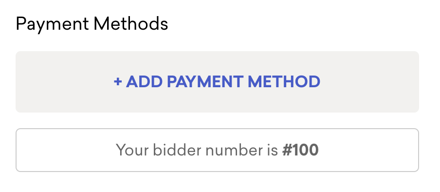 Auction page add payment method button
