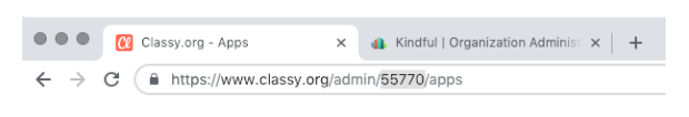 screenshot of a org id in the URL