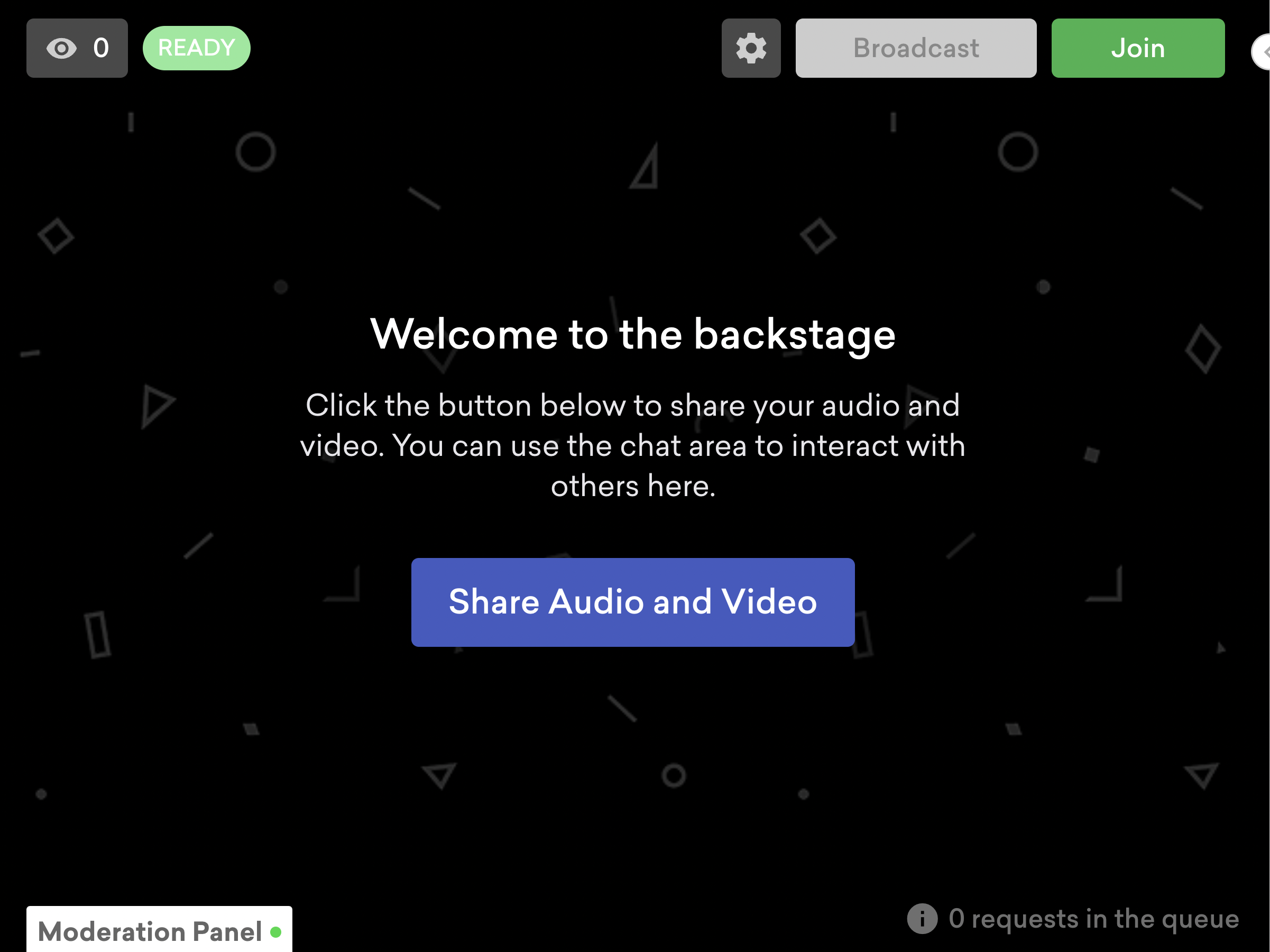screenshot of the backstage