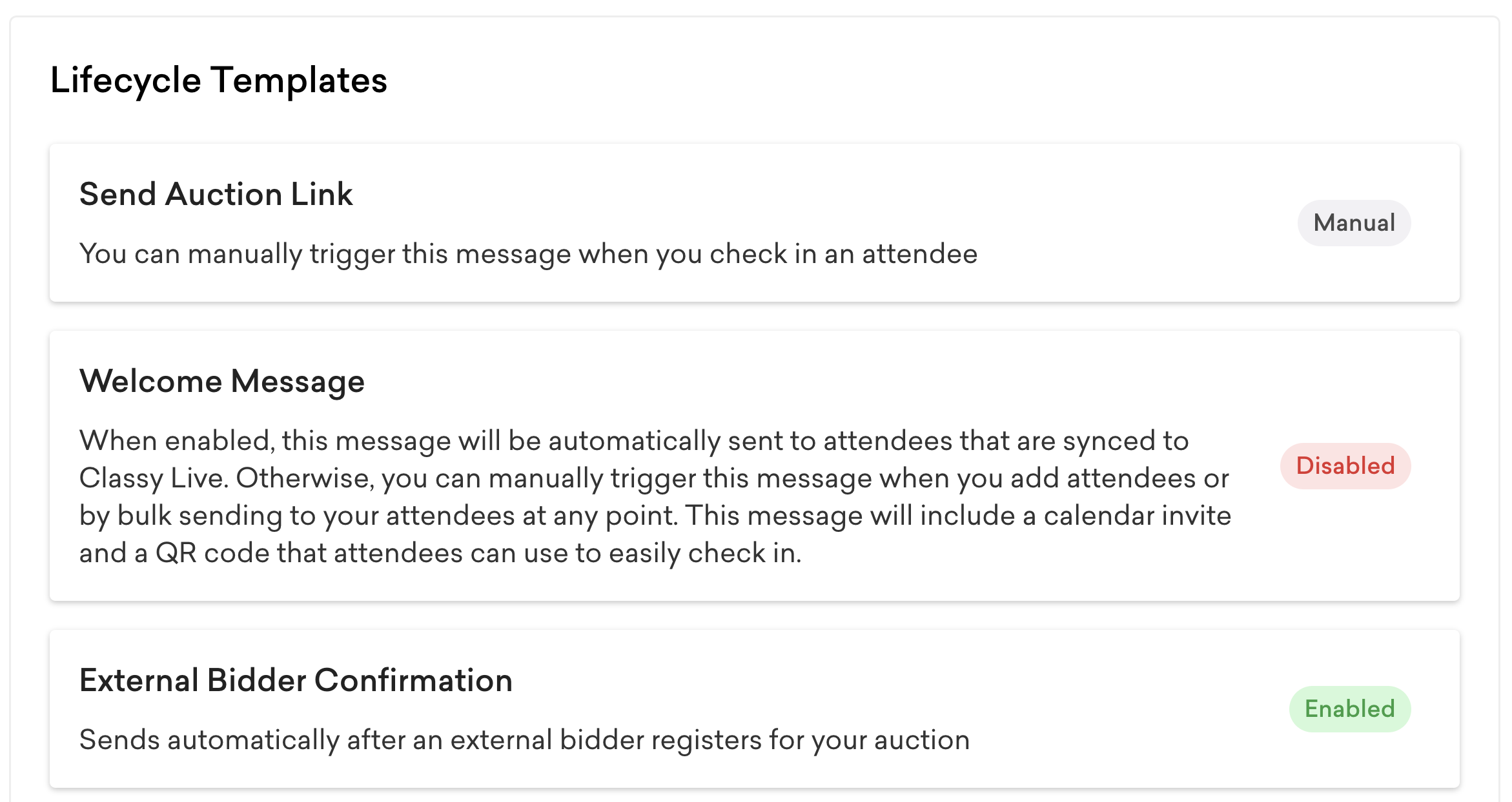 screenshot of the lifecycle templates