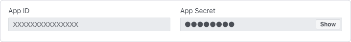 screenshot of the app id and app secret fields