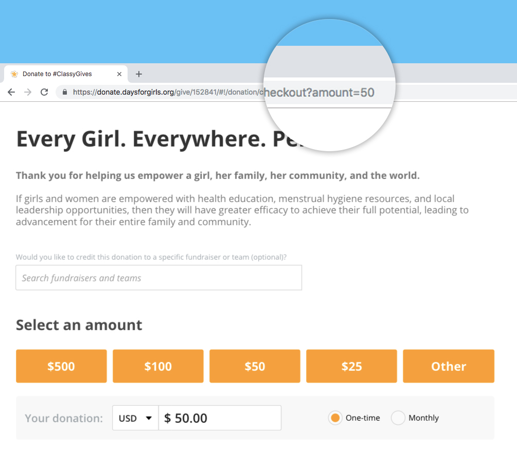 pass-through parameter added to a url