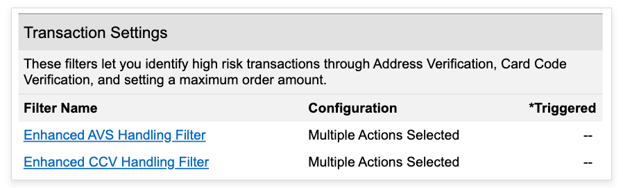image of the transactions settings section in authorize.net