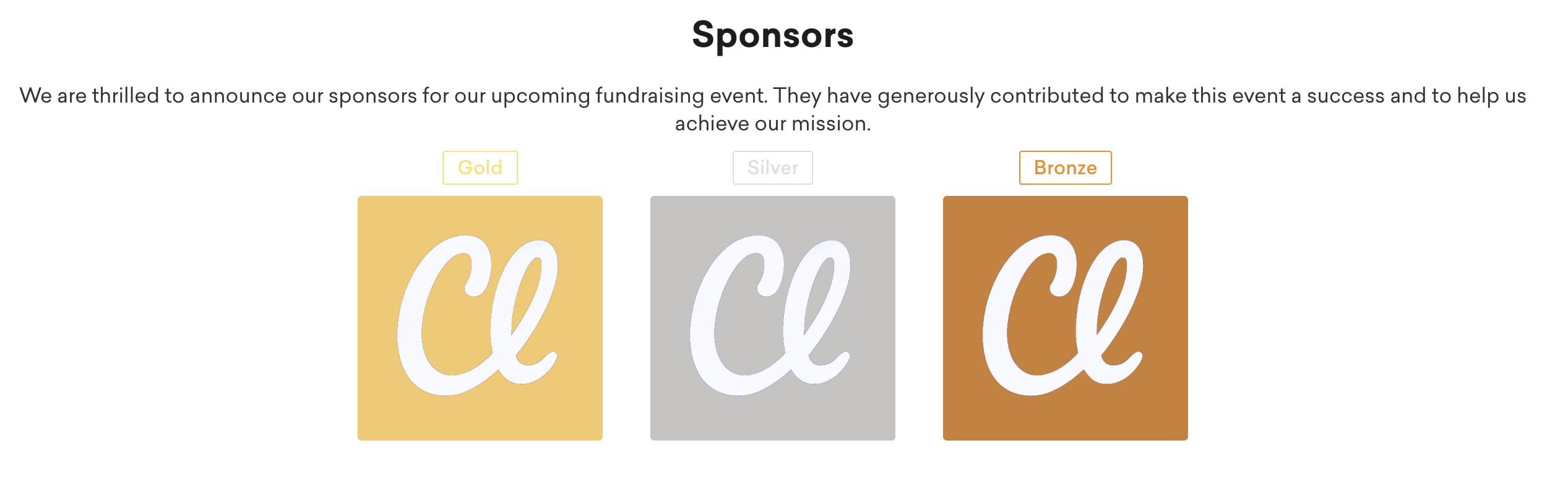 Screenshot of sponsors on the event page