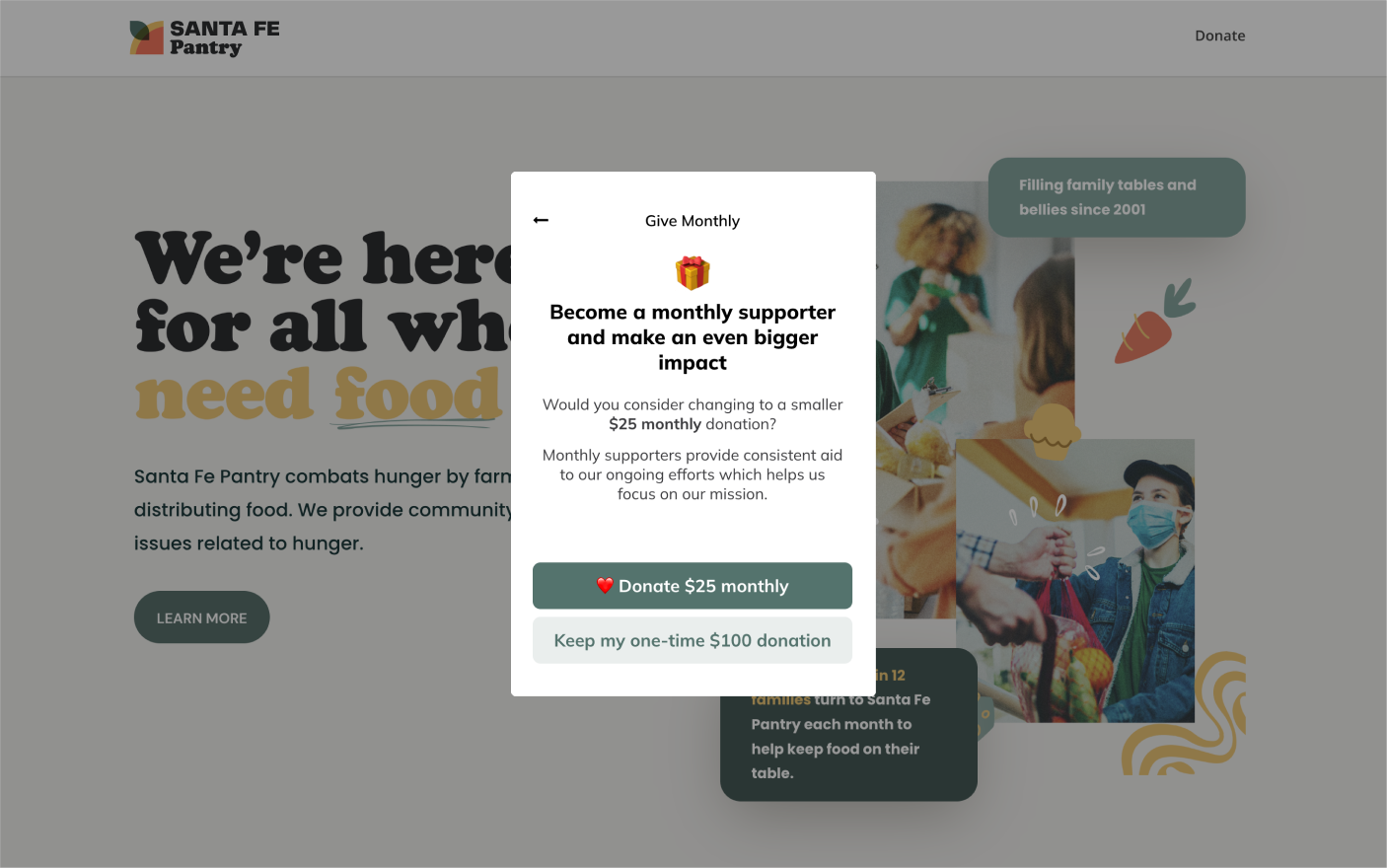 a nudge that suggests a smaller monthly gift