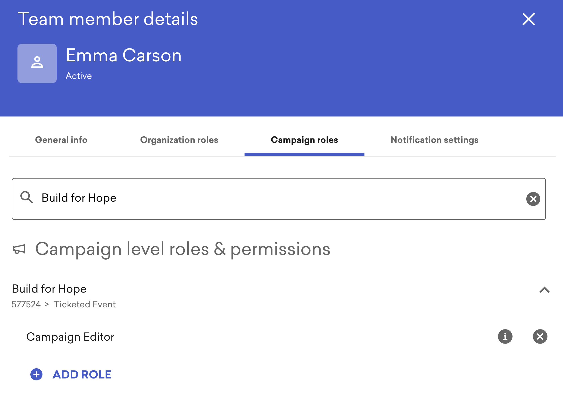 an image of the campaigns role tab