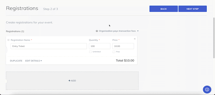 Video showing registration options
