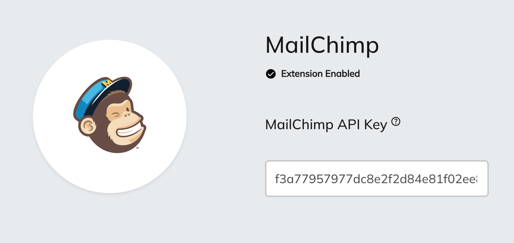 screenshot of the Mailchimp setup form