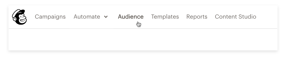 image of the mailchimp navigation bar