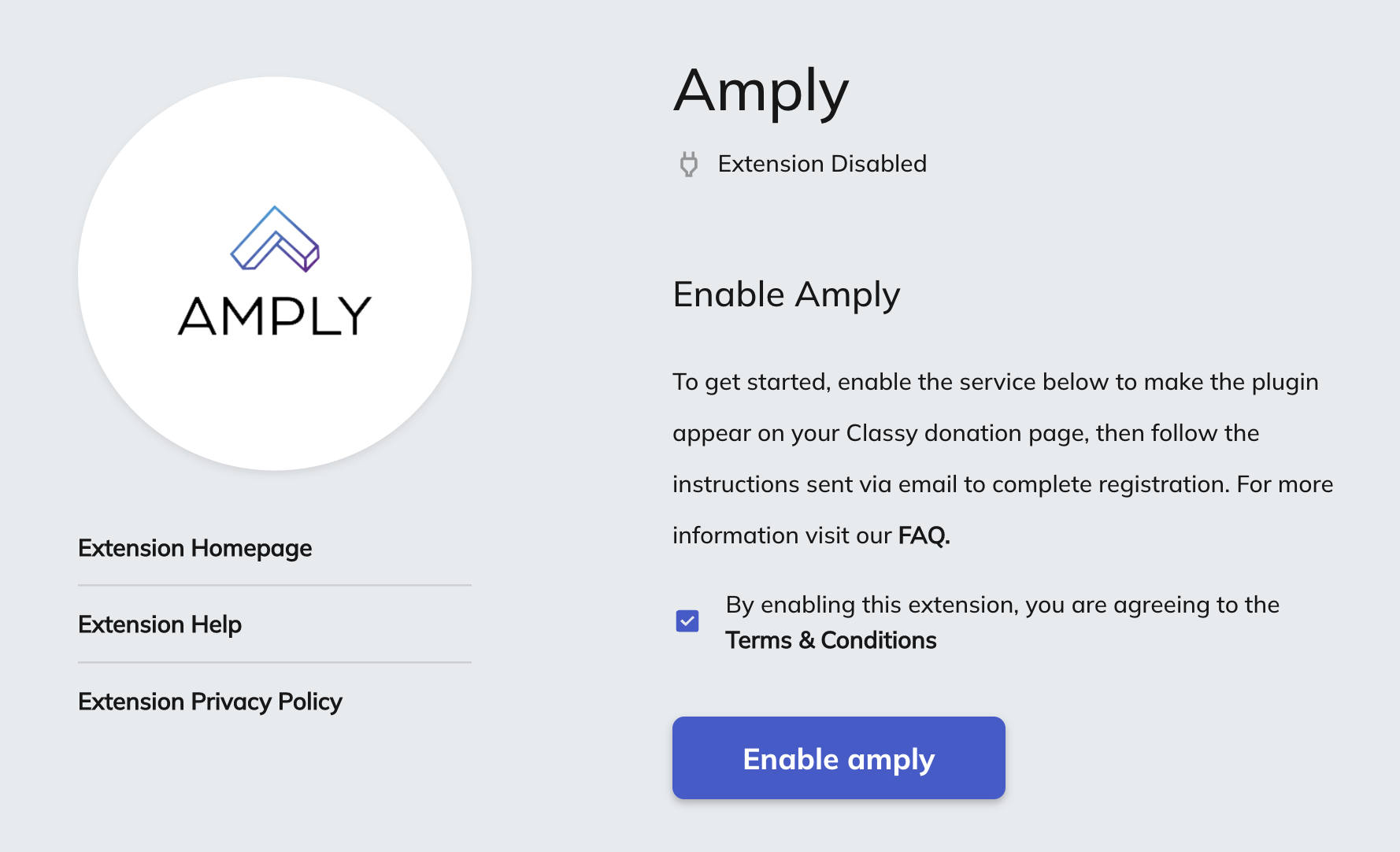 Amply extension in Classy manager