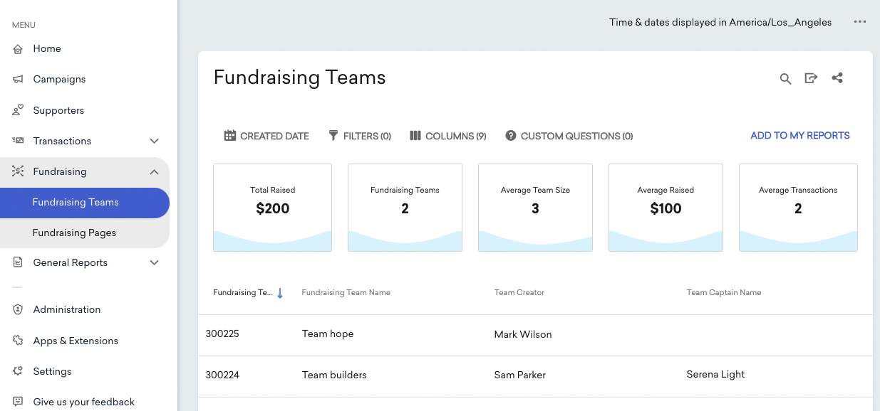 Fundraising teams in Classy Manager