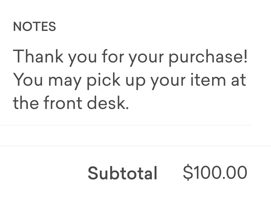 Sample purchase note