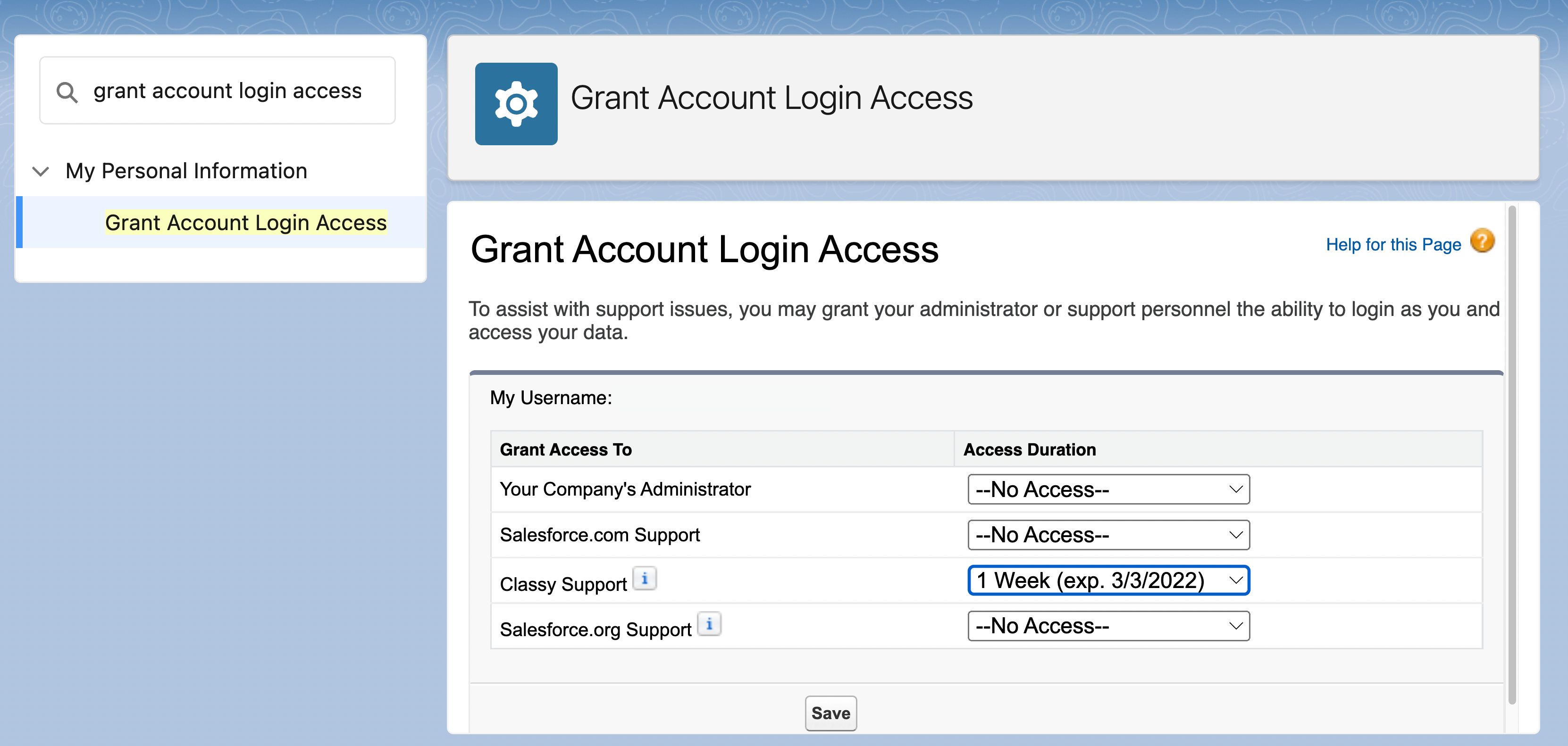 Screenshot Grant Account Login Access