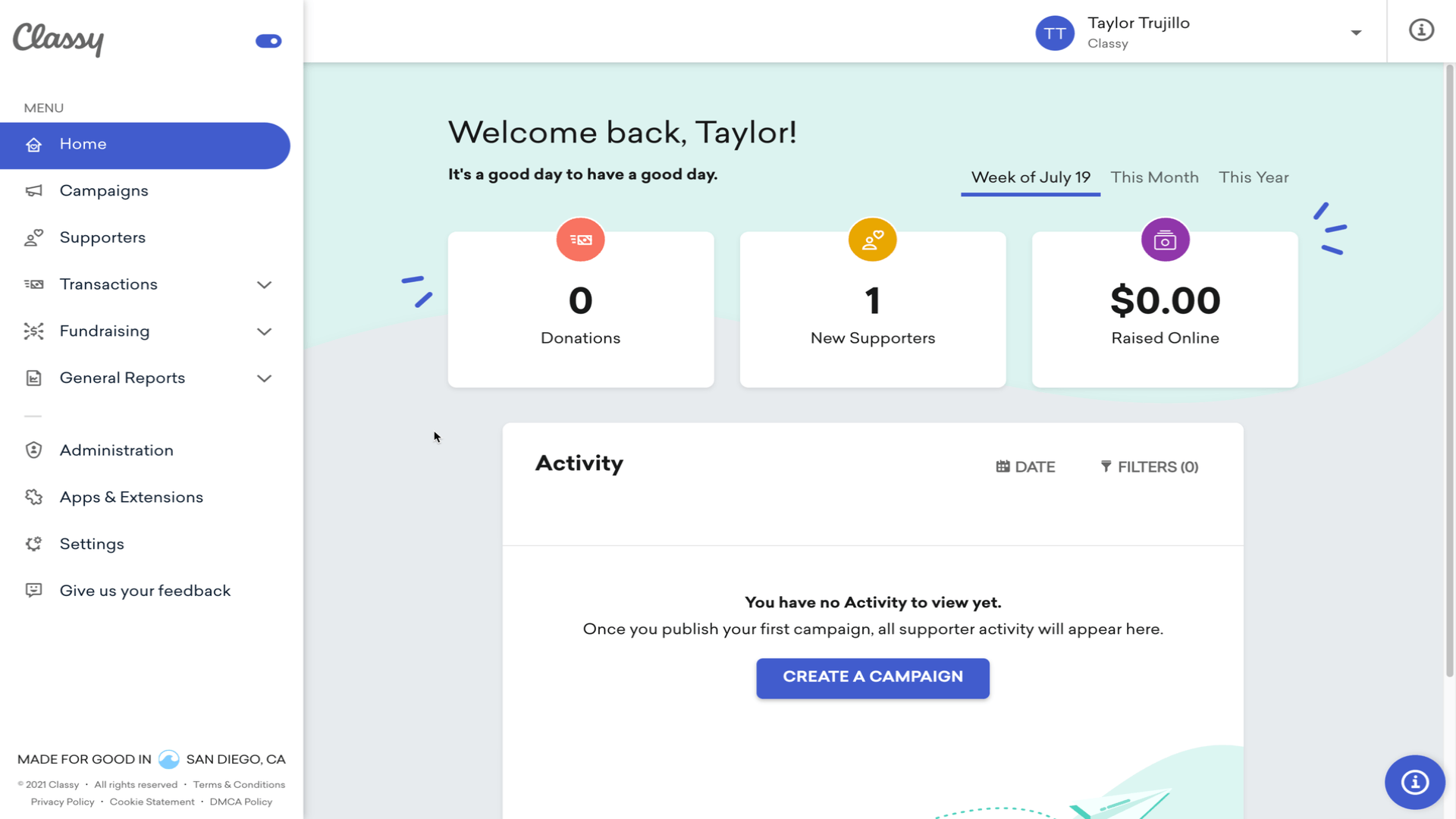 Video of the workflow to set up Classy Pay